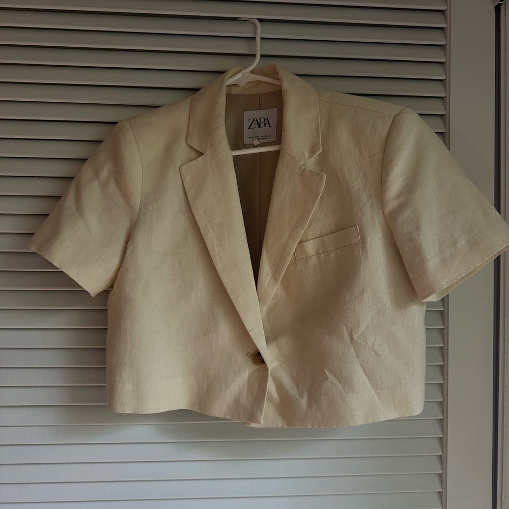 Zara Cream Linen Blazer